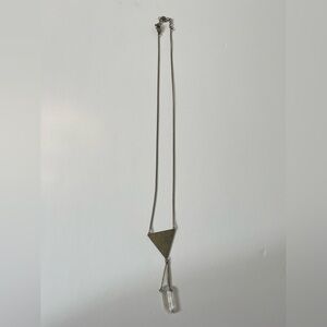 Geometric Triangle Crystal Pendant Necklace in Brass
